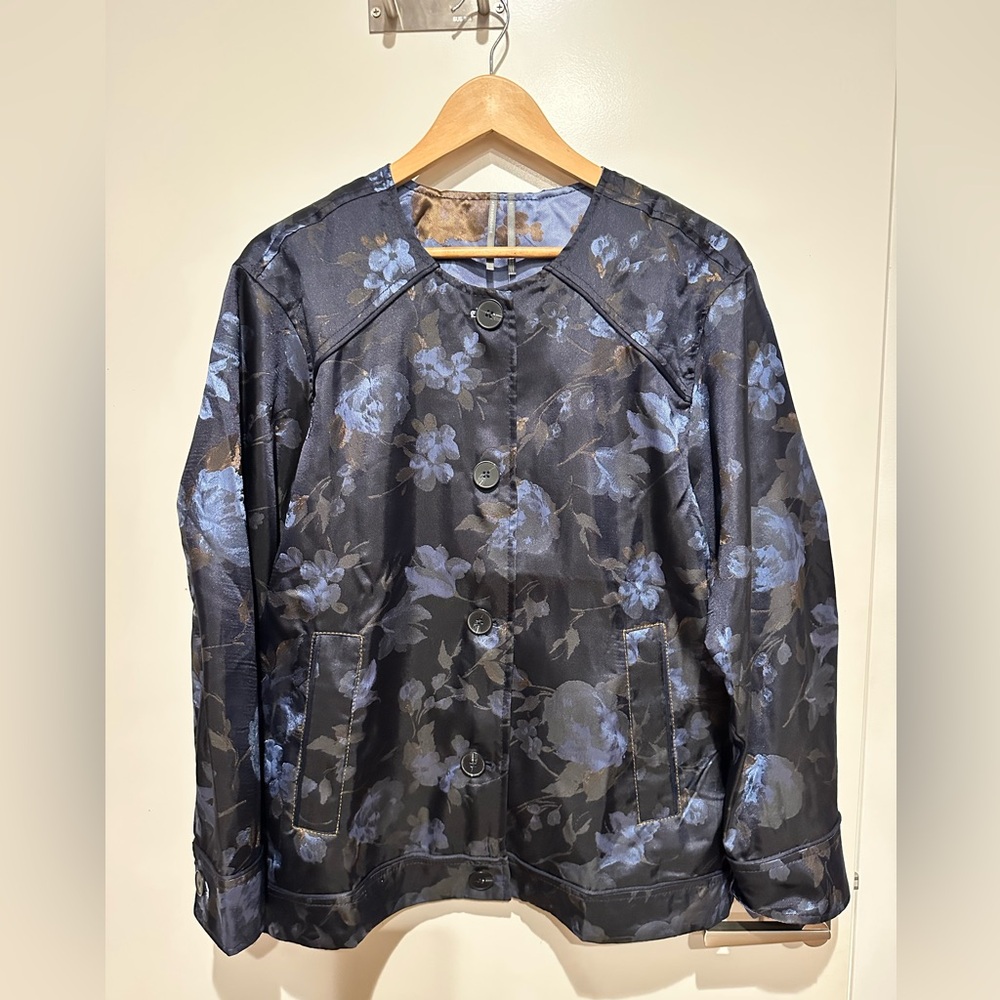 Floral jacquard Blue Women's Jacket